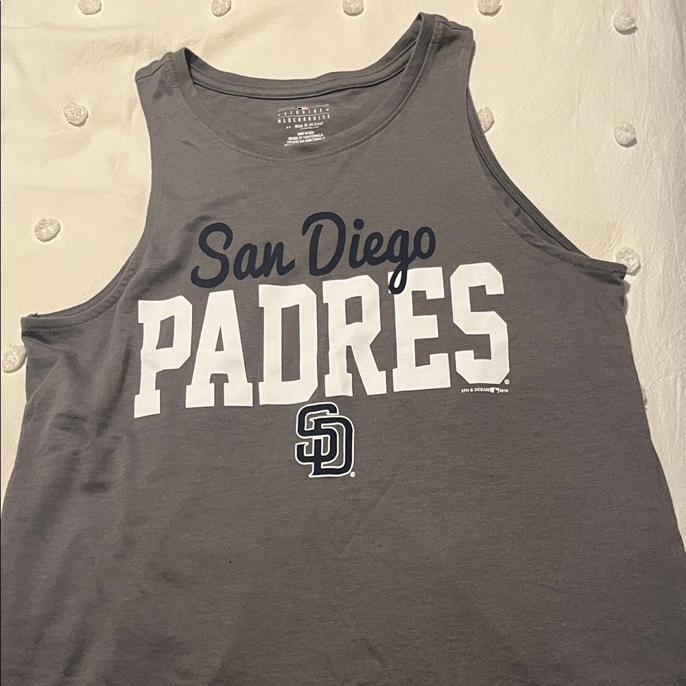 5th & Ocean Gray San Diego Padres Graphic Tank Top